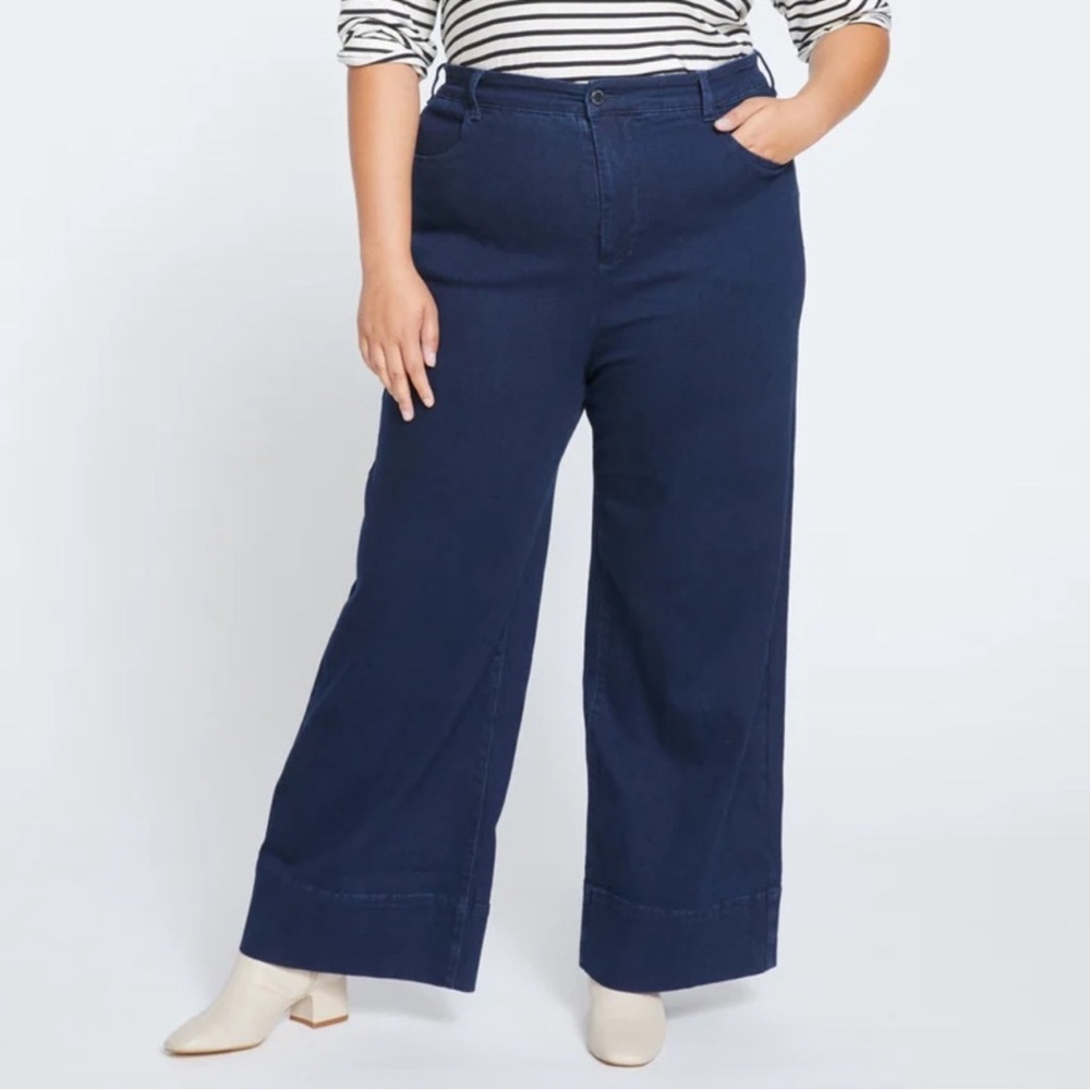 NEW Plus Size Universal Standard Indigo Dye Wide Leg Stretch Jeans 20